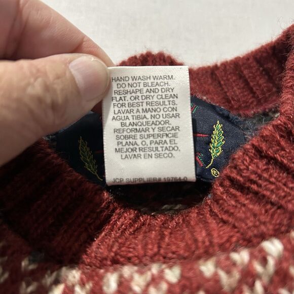 Vintage American Portrait Wool/Cotton/Nylon Grandpa Sweater Size S Red Fair Isle - Picture 5 of 5
